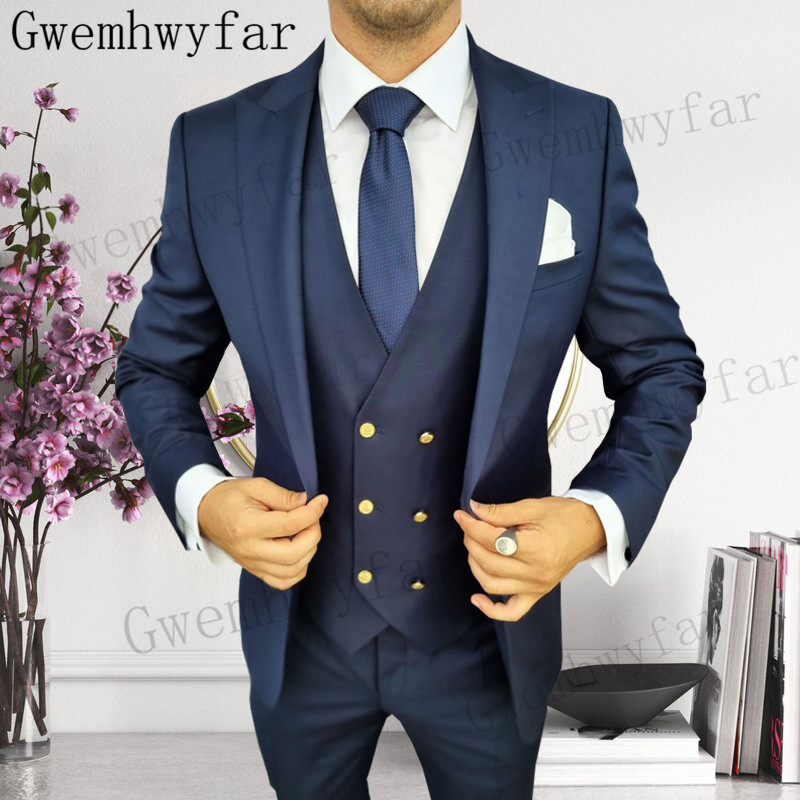 Men Formal Wear Pants - Gwenhwyfar Groomsmen Peaked Lapel Tuxedo Men