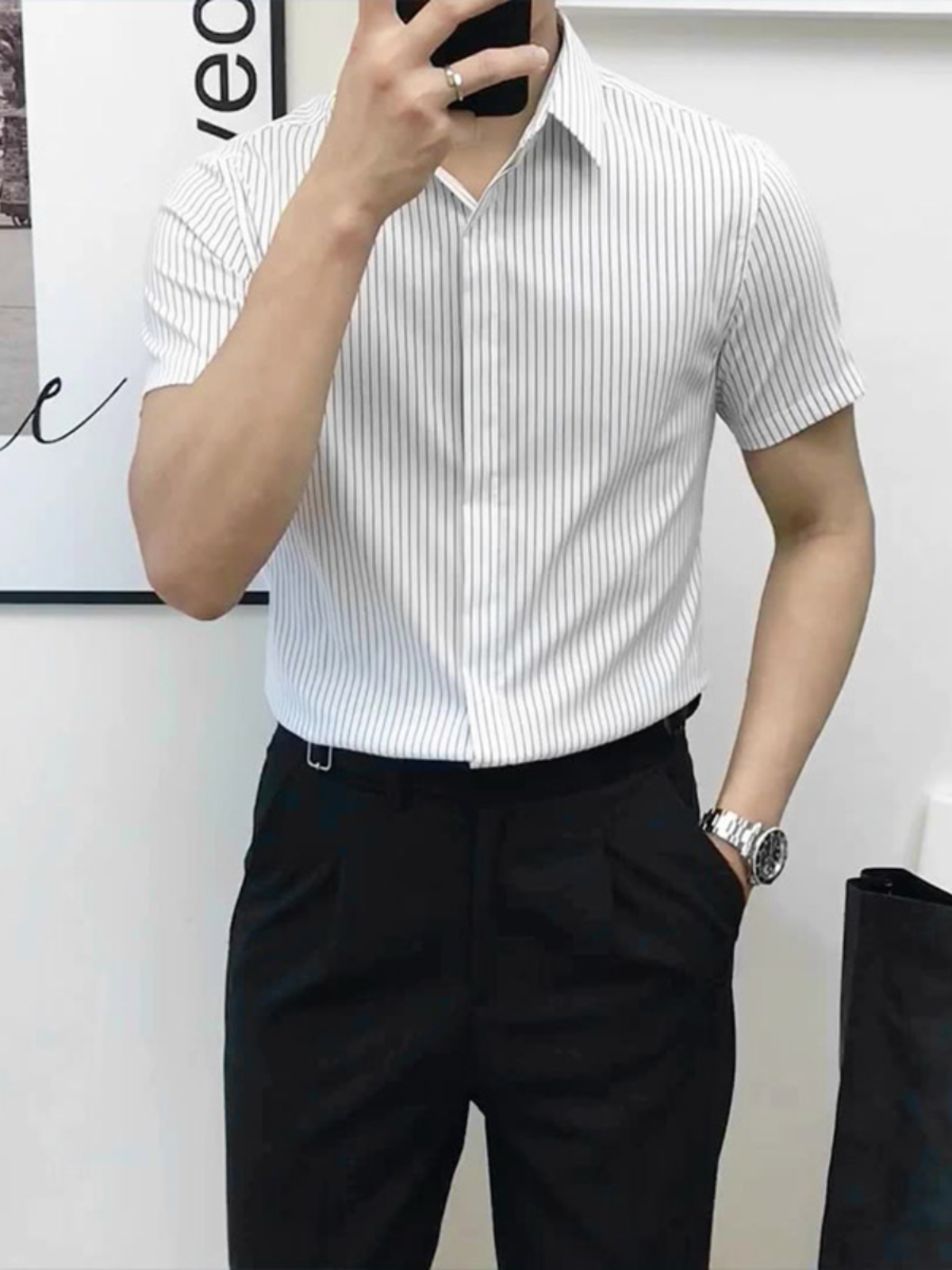 Men'S Urban Formal Wear - Slim Fit Striped ort Sve irt