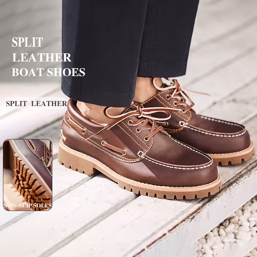 Men Formal Wear With Boots - Maden Men's Vintage Boat Shoes Lace-up