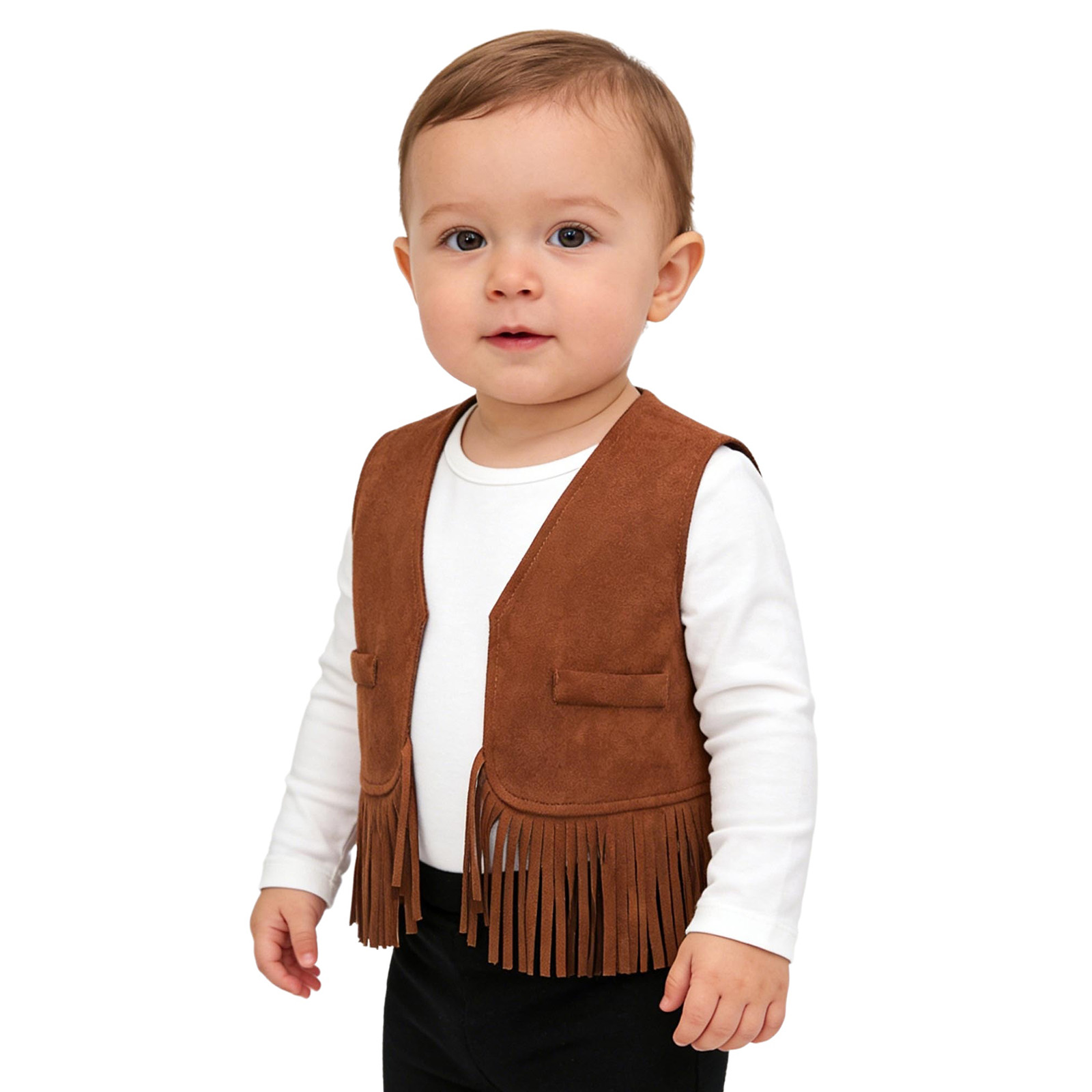 Men Formal Wear Vest - Boys Girls Cowboy Suede Vest Open