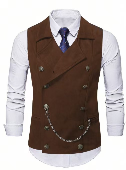 Men's Double Breasted Vest wit - Men Formal Wear Vest ulasan dan harga