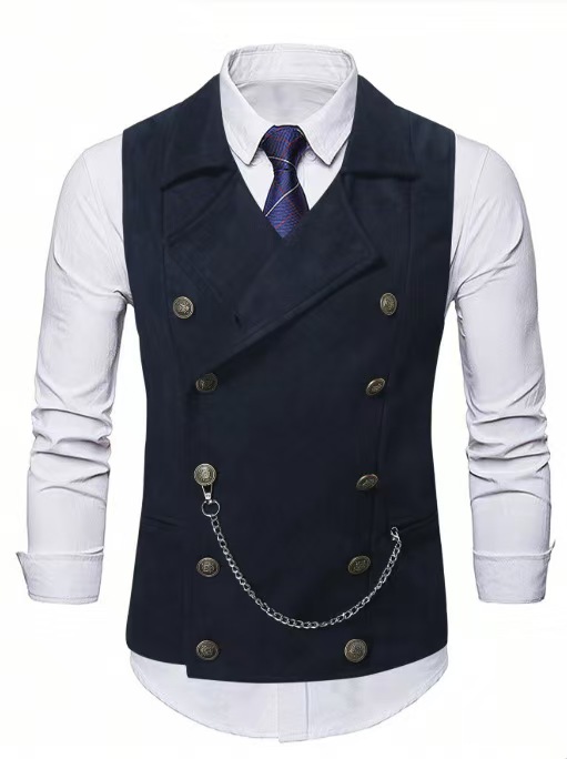 Men's Double Breasted Vest wit - Men Formal Wear Vest ulasan dan harga