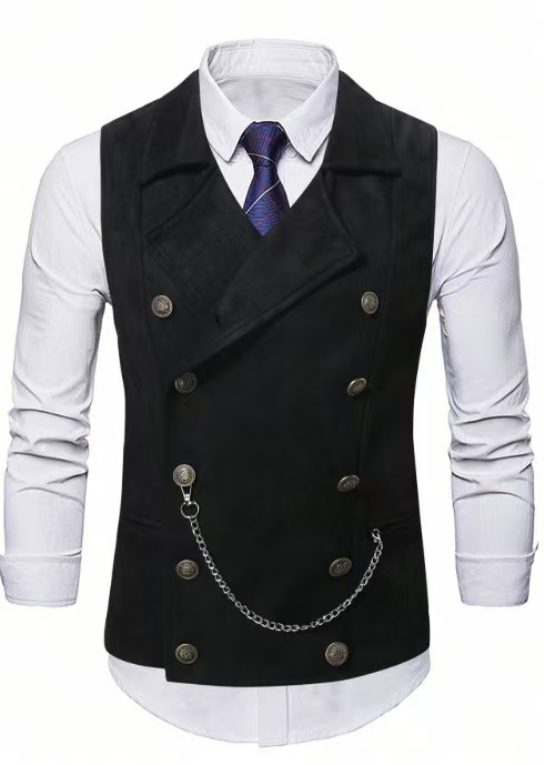 Men's Double Breasted Vest wit - Men Formal Wear Vest ulasan dan harga