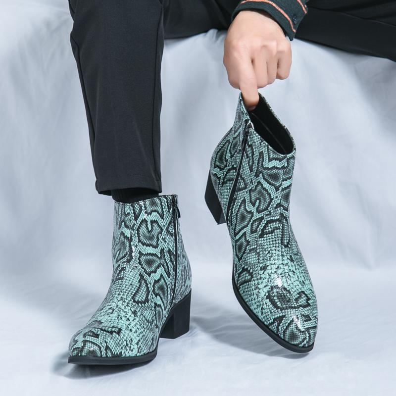 Spring Serpentine Leather Prin - Men Formal Wear With Boots ulasan dan harga