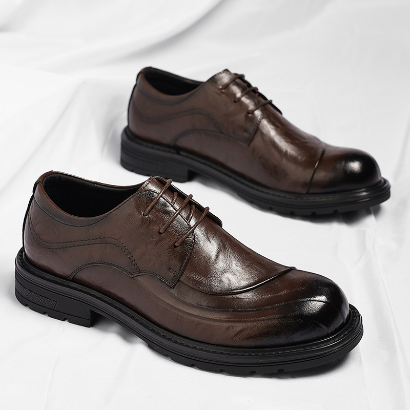 Brown Burnished Genuine Leathe - Men Formal Wear Wedding ulasan dan harga