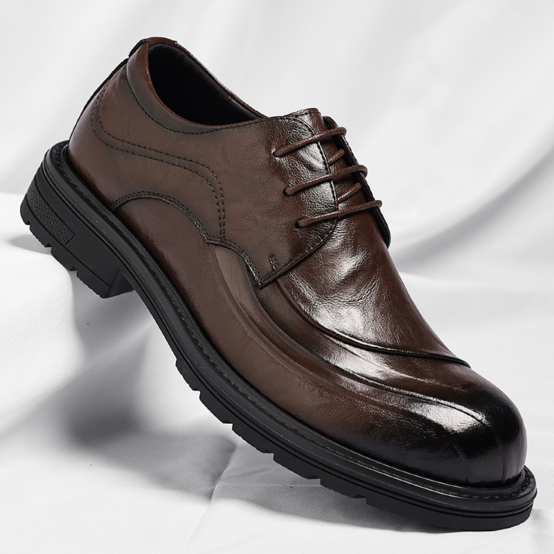 Brown Burnished Genuine Leathe - Men Formal Wear Wedding ulasan dan harga