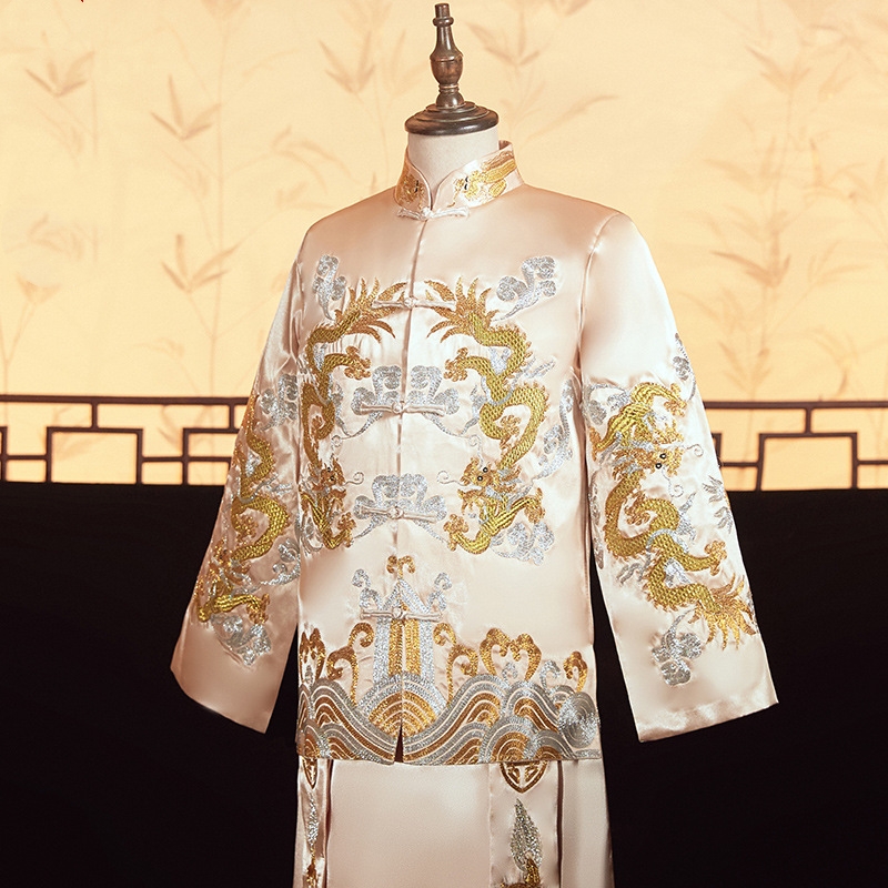 Men Champagne Xiuhe Suit Chine - Men Formal Wear Wedding ulasan dan harga