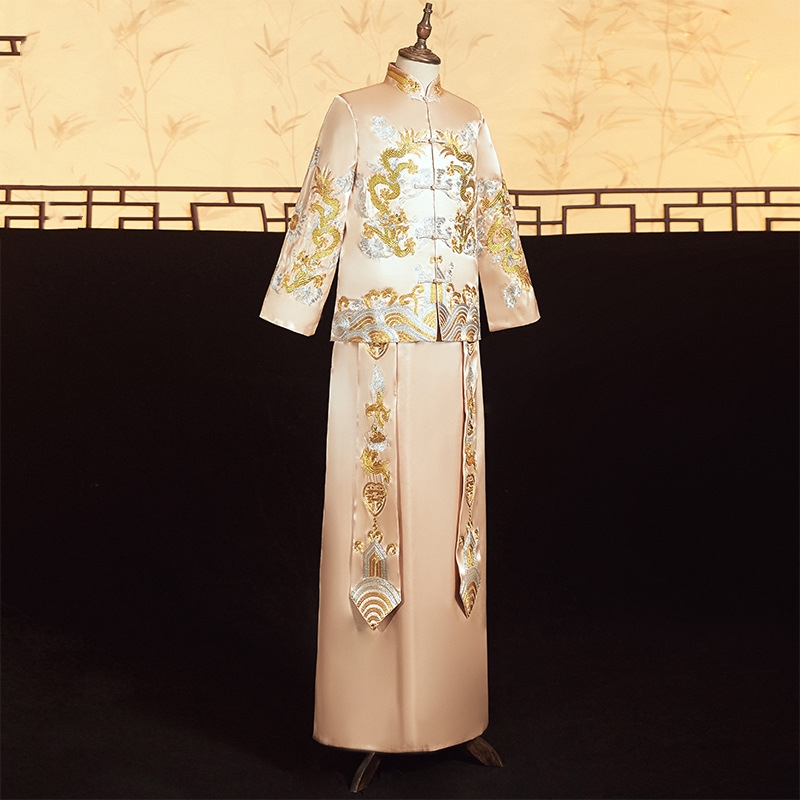 Men Champagne Xiuhe Suit Chine - Men Formal Wear Wedding ulasan dan harga