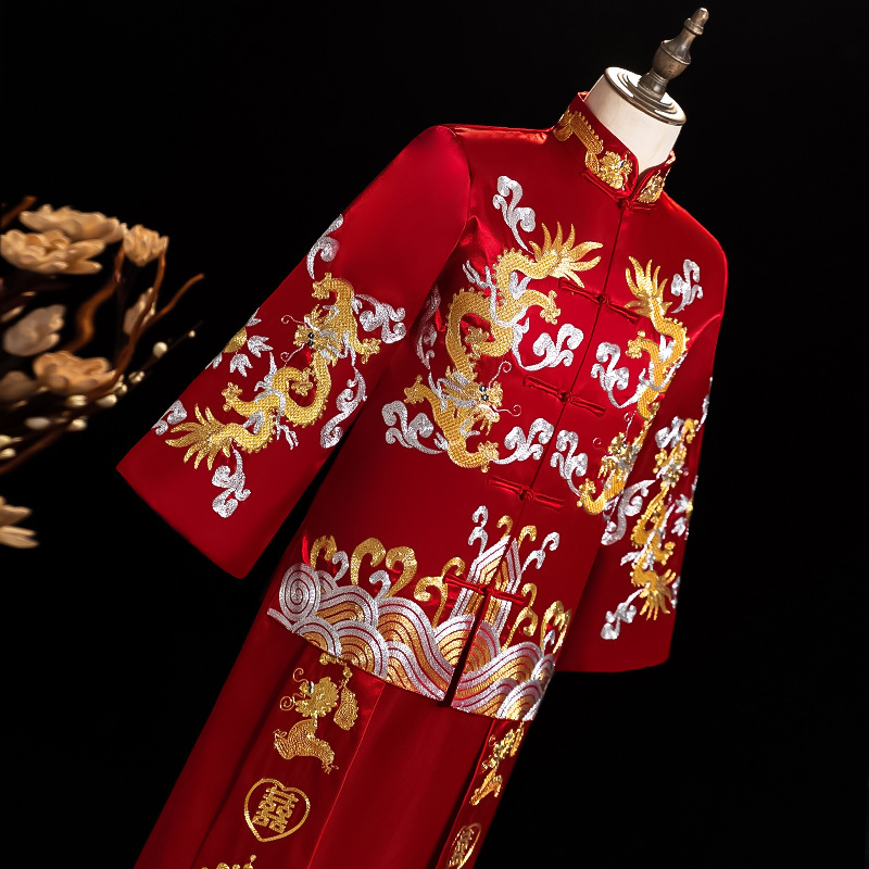 Men Champagne Xiuhe Suit Chine - Men Formal Wear Wedding ulasan dan harga