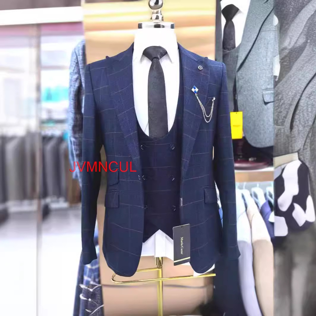 Men's Plaid 3 Piece Suit Slim  - Men Formal Wear Pants ulasan dan harga