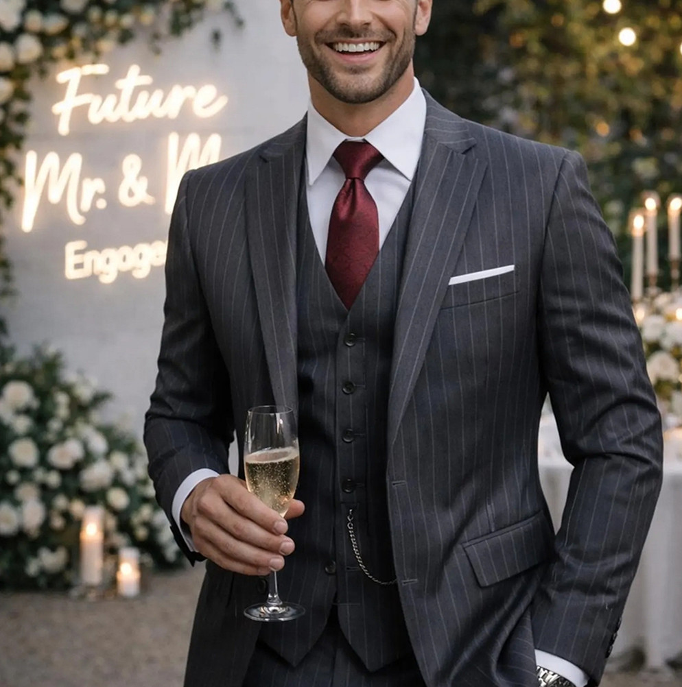 Elegant 3 Piece Wedding Party  - Men'S Formal Wear For Engagement ulasan dan harga