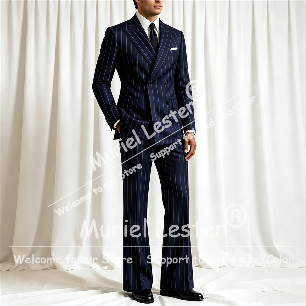 Elegant Stripes Suit Men 2 Pie - Men Formal Wear Pants ulasan dan harga