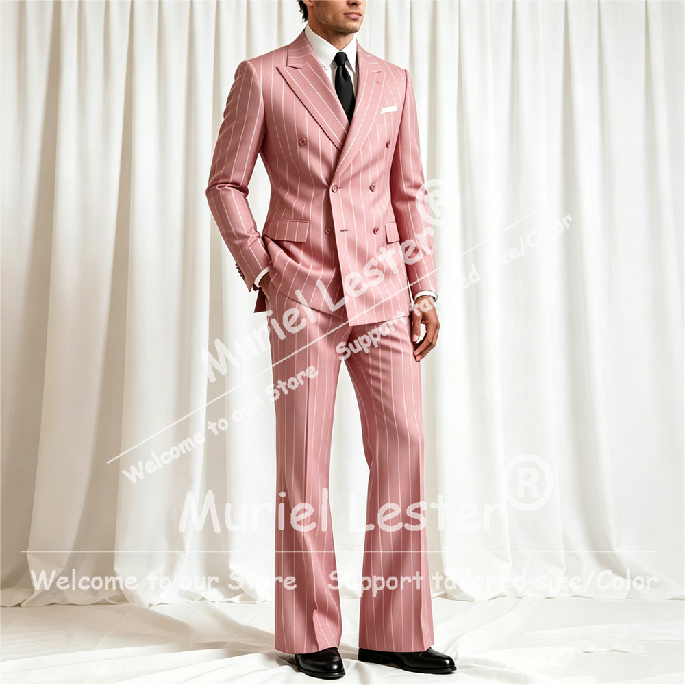 Elegant Stripes Suit Men 2 Pie - Men Formal Wear Pants ulasan dan harga