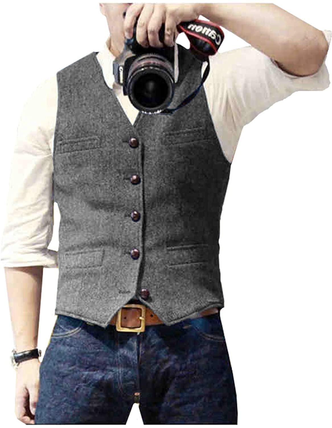 Men's Suit Vest V Neck Wool He - Men Formal Wear Vest ulasan dan harga