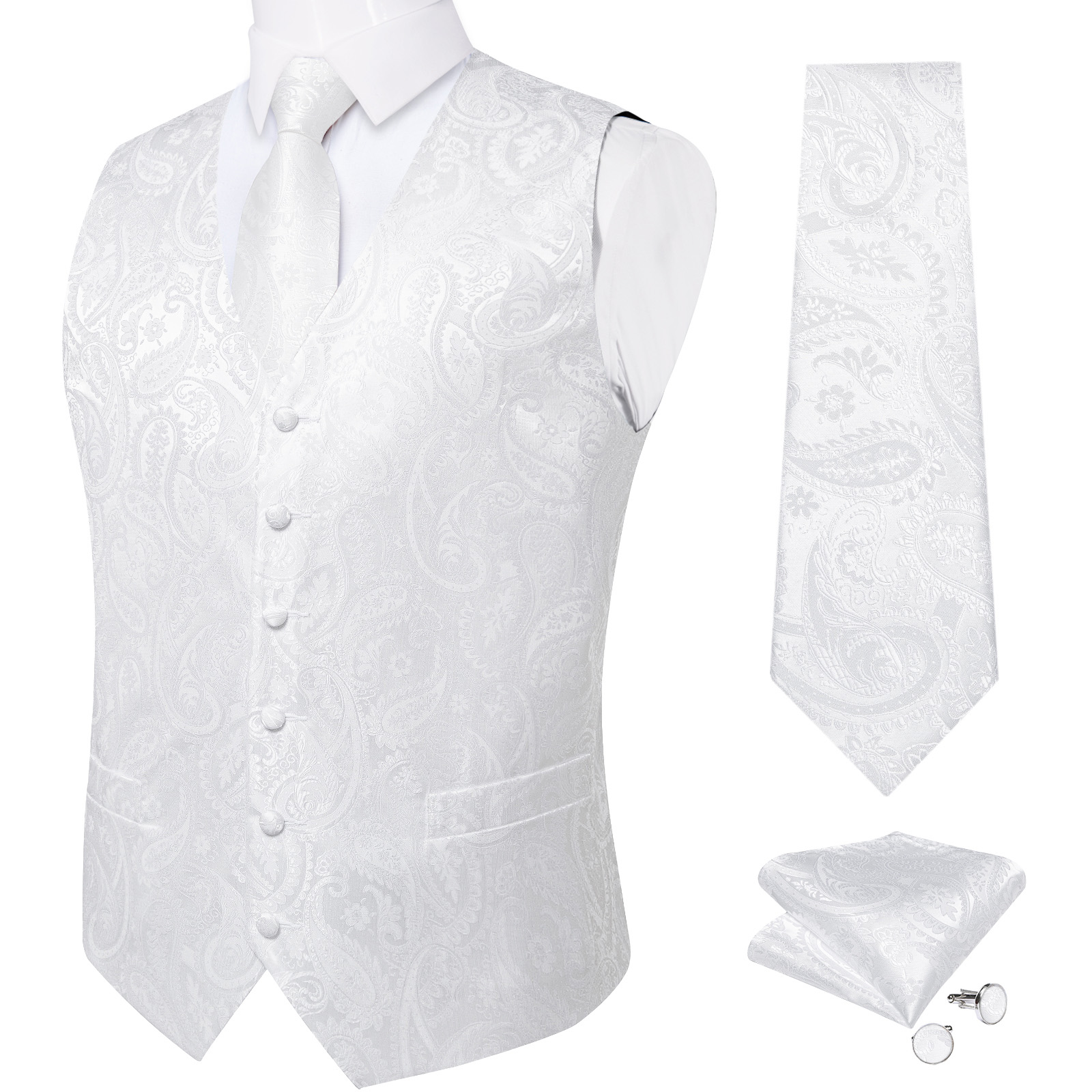 Pure White Wedding Vest for Ma - Men Formal Wear Vest ulasan dan harga