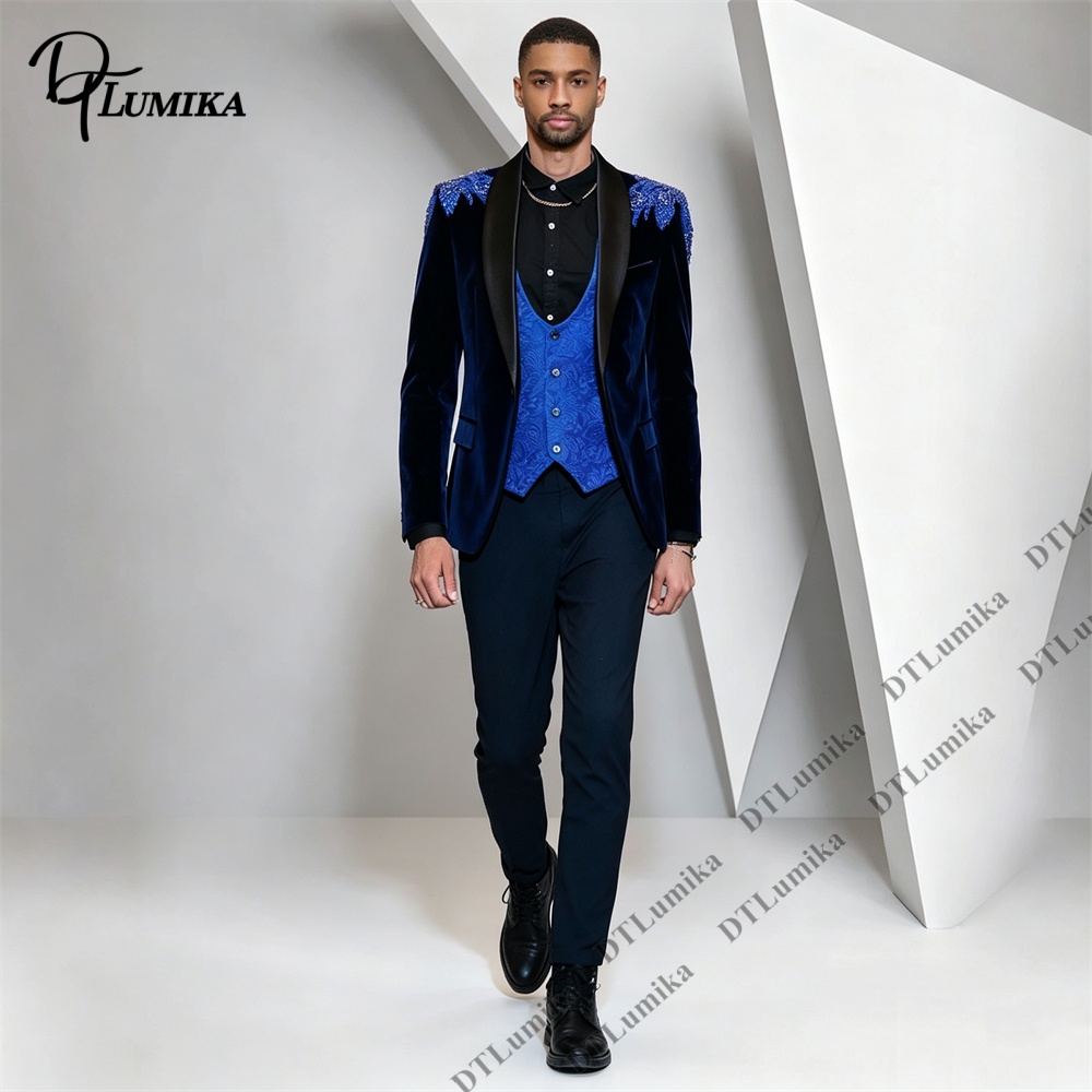 Peagent Men 3 Piece Velvet Sui - Men Formal Wear Pants ulasan dan harga
