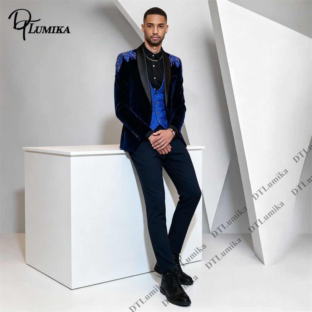 Peagent Men 3 Piece Velvet Sui - Men Formal Wear Pants ulasan dan harga