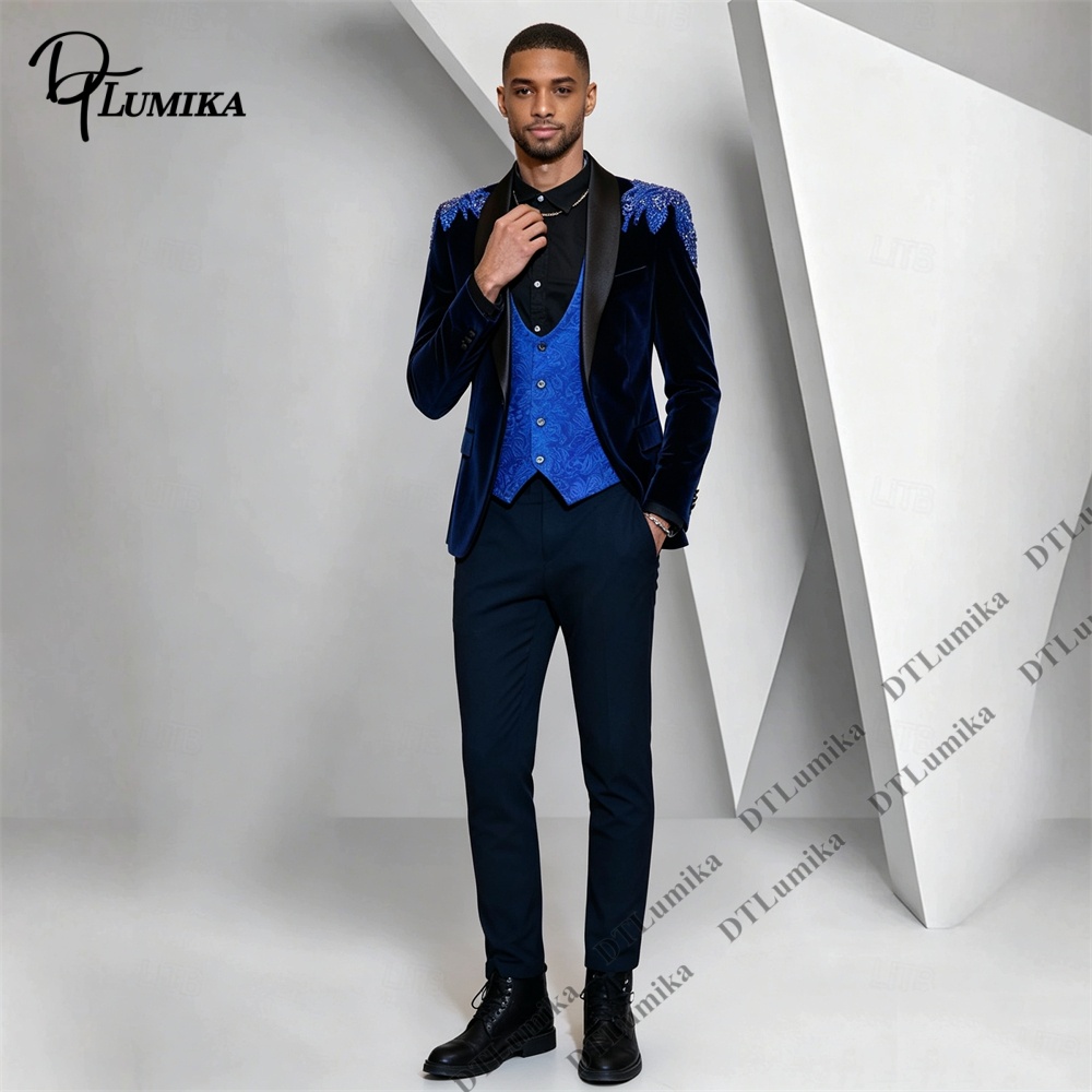 Peagent Men 3 Piece Velvet Sui - Men Formal Wear Pants ulasan dan harga