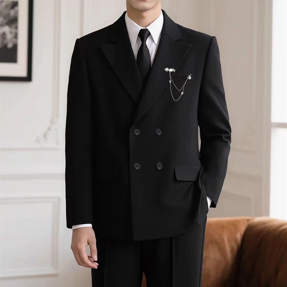 Casual Double-Breasted Wedding - Men'S Formal Wear For Engagement ulasan dan harga
