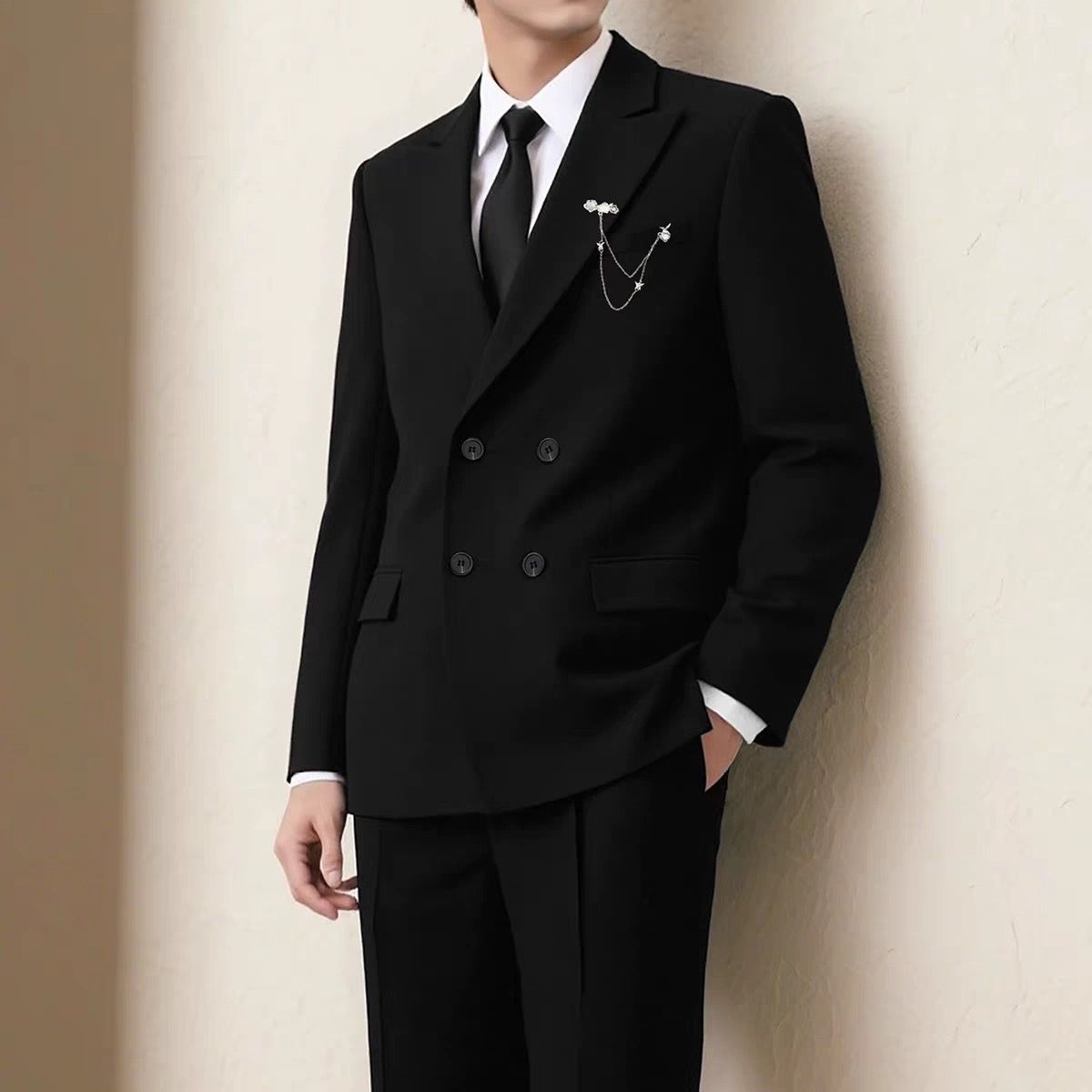 Casual Double-Breasted Wedding - Men'S Formal Wear For Engagement ulasan dan harga